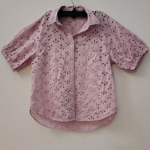 J. Crew Pink Eyelet‎ Button Down Blouse Size 6